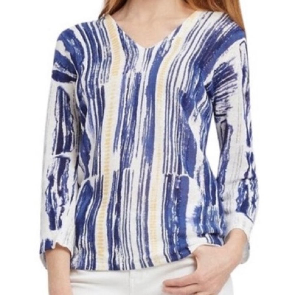 Nic & Zoe Sail Away Top - Blue, White & Yellow​​​​​​​​​​​​​​​​​​​​​​​​​​​​